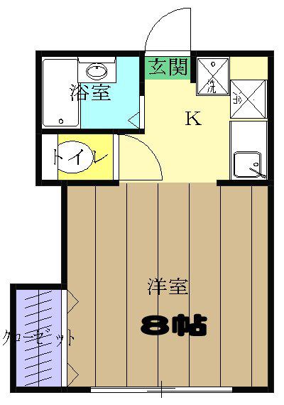 パステルⅡ(1K/2階)の間取り写真