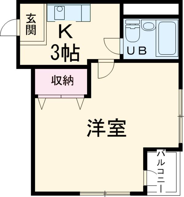パークサイド(1K/1階)の間取り写真