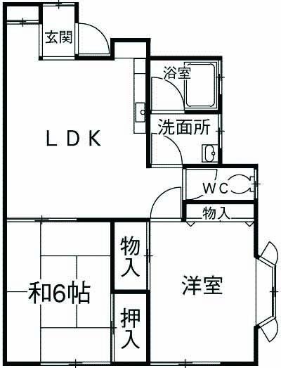 ボナールアスカ(2LDK/2階)の間取り写真