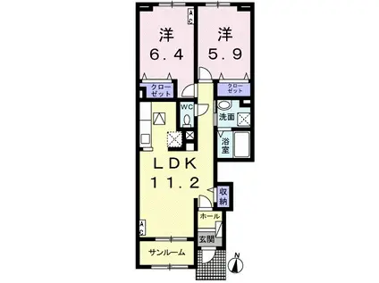 アンジーハウスⅡ(2LDK/1階)の間取り写真
