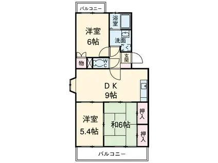 ヴェネッセ徳田B棟(3DK/4階)の間取り写真
