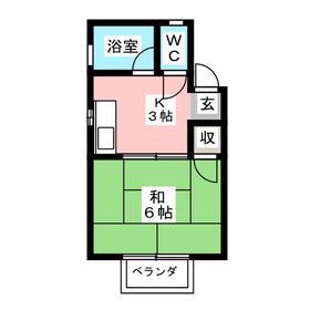 サンハイツ中澤 A(1K/2階)の間取り写真