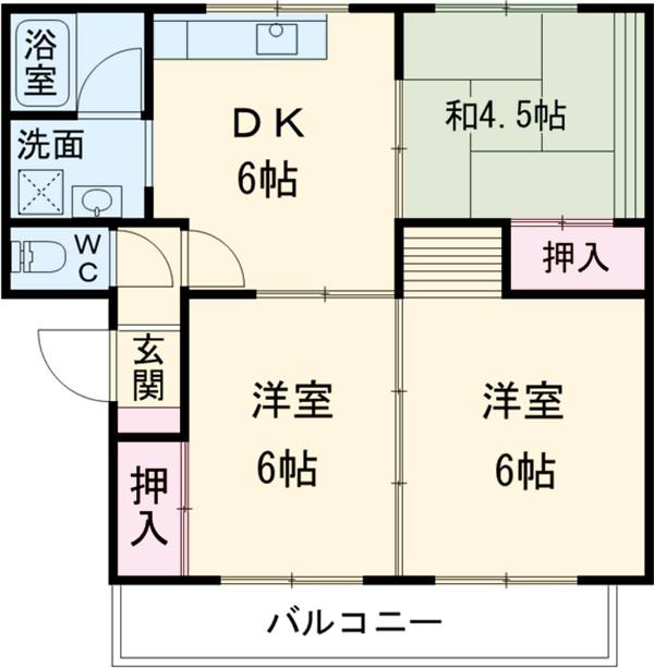 昭府ハイツ(3DK/2階)の間取り写真