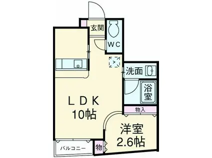 静岡鉄道静岡清水線 新静岡駅 徒歩4分 8階建 築20年(1LDK/6階)の間取り写真