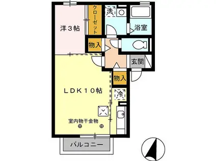 エスポワール(1LDK/1階)の間取り写真