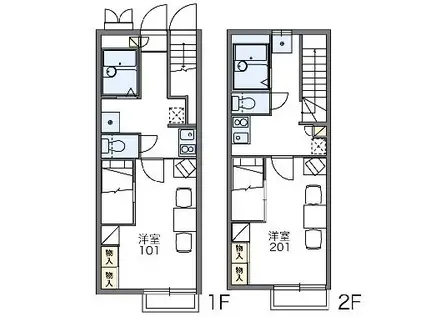 レオパレスアバンセA(1K/1階)の間取り写真
