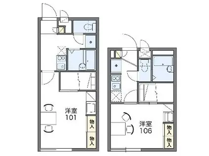 レオパレスぐりとぐら(1K/2階)の間取り写真