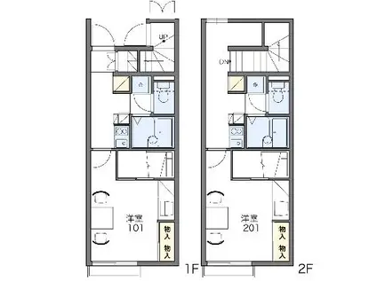 レオパレス赤い靴(1K/1階)の間取り写真