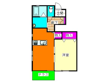 シェボンV(1LDK/1階)の間取り写真