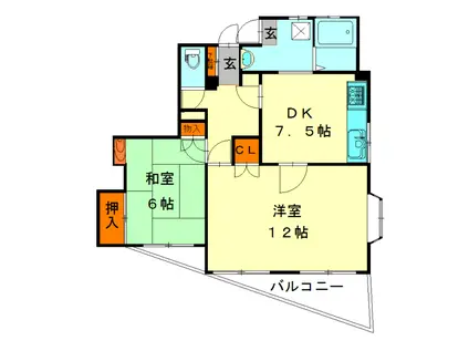 キャスティール四倉(2DK/2階)の間取り写真