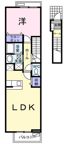 セイバリーⅠ(1LDK/2階)の間取り写真