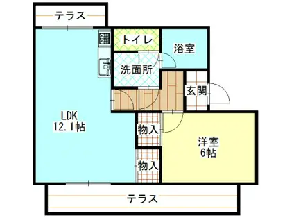 ラフォーレ大住(1LDK/1階)の間取り写真