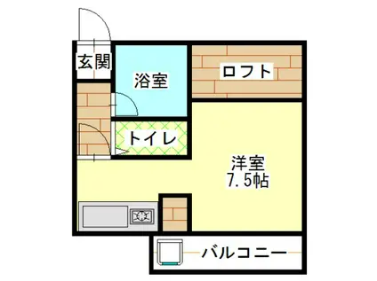 プレシジョンウイング(1K/2階)の間取り写真
