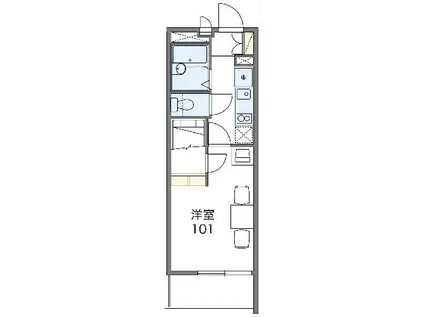 レオパレスダウンフィールド(1K/1階)の間取り写真