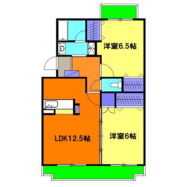 アムール高田(2LDK/4階)の間取り写真