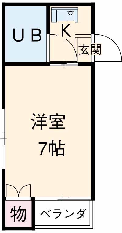 エトワール若葉(1K/1階)の間取り写真