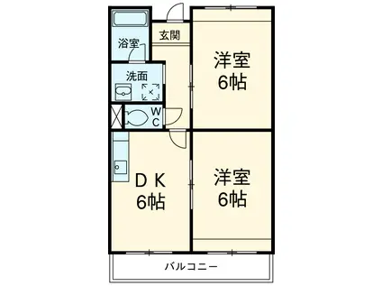 アソシエート石上(2DK/3階)の間取り写真