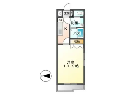 オランジェリー・ヤブ(1K/2階)の間取り写真