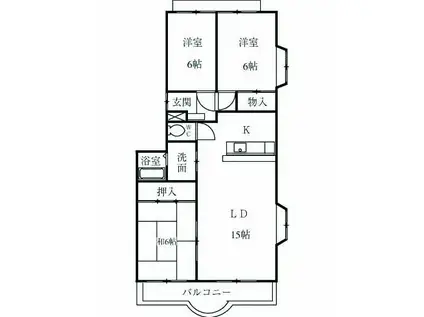 モンテベルデ高野(3LDK/3階)の間取り写真