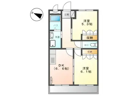 コンフォールⅡ(2DK/2階)の間取り写真