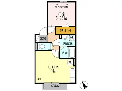 グランシュール(1LDK/1階)の間取り写真