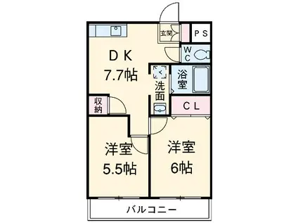 サンパレス松島(2DK/1階)の間取り写真