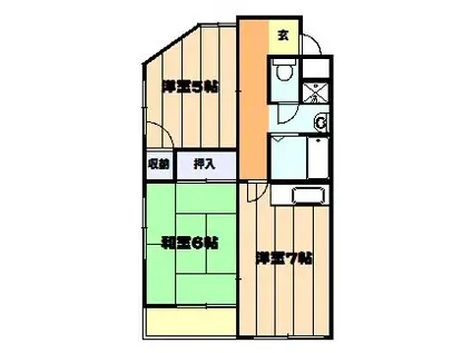 コーワエメラルド(2DK/3階)の間取り写真