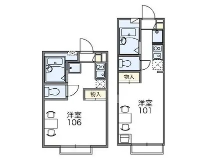 レオパレスセゾン(1K/1階)の間取り写真