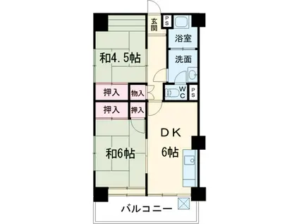 ヤマモマンション(2DK/2階)の間取り写真