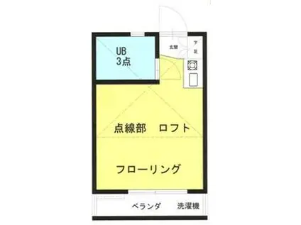 デュエットミタカ2番館(ワンルーム/1階)の間取り写真