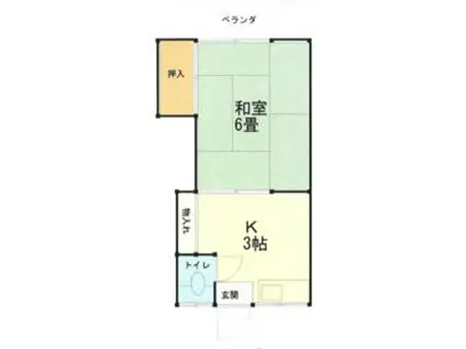 第二三ツ矢荘(1K/2階)の間取り写真