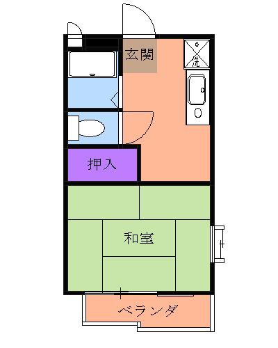シャトル樹(1K/1階)の間取り写真