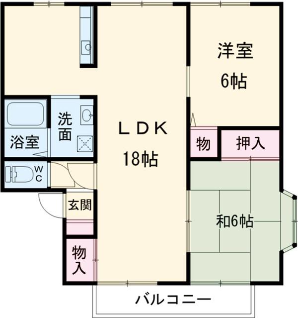 コーポアドラシオン D(2LDK/2階)の間取り写真