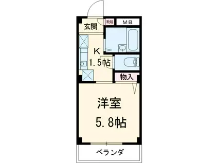 塙田壱番館(1K/2階)の間取り写真