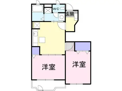 日光線 今市駅 徒歩22分 2階建 築21年(2DK/1階)の間取り写真