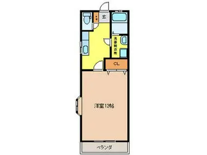 ウィング3(1K/1階)の間取り写真