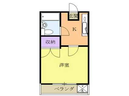 藤ハイツ北一の沢(1K/3階)の間取り写真