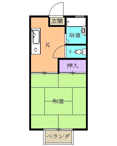 グリーンコーポ(1K/1階)の間取り写真