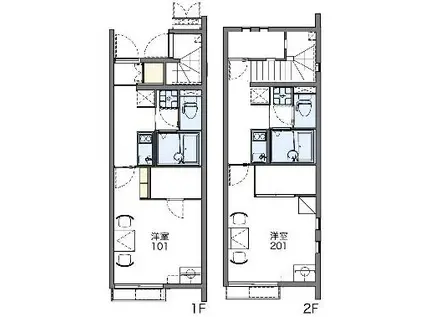 レオネクストグレースKANKE(1K/1階)の間取り写真