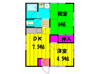 東北本線 間々田駅 徒歩45分 1階建 築39年(2DK)の間取り写真