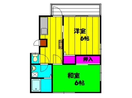 早乙女ハイツ1号(2K/2階)の間取り写真