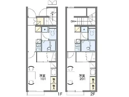 レオパレスディヤハイム 藤(1K/2階)の間取り写真