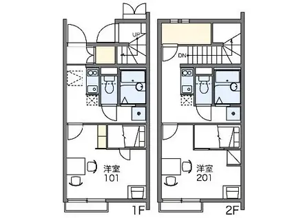 レオネクストパウダウスー(1K/1階)の間取り写真