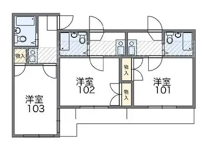 レオパレス西川田第1(1K/1階)の間取り写真