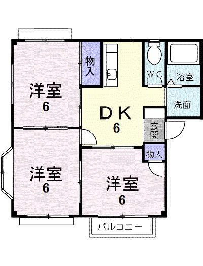 アーバンハイツⅡ(3DK/2階)の間取り写真