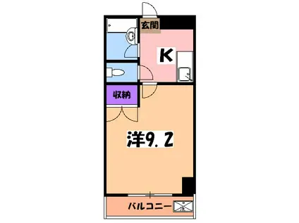 グランドォール宇都宮(1K/2階)の間取り写真