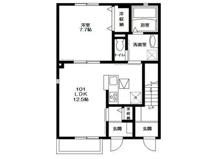 メゾン・ウェルストーンⅠ(1LDK/1階)の間取り写真