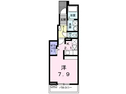 コスモス城東Ⅱ(ワンルーム/1階)の間取り写真