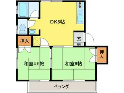 そよかぜハイツ(2DK/2階)の間取り写真