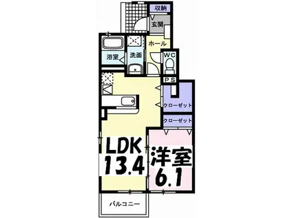 フォンテーヌ・カーサ(1LDK/1階)の間取り写真